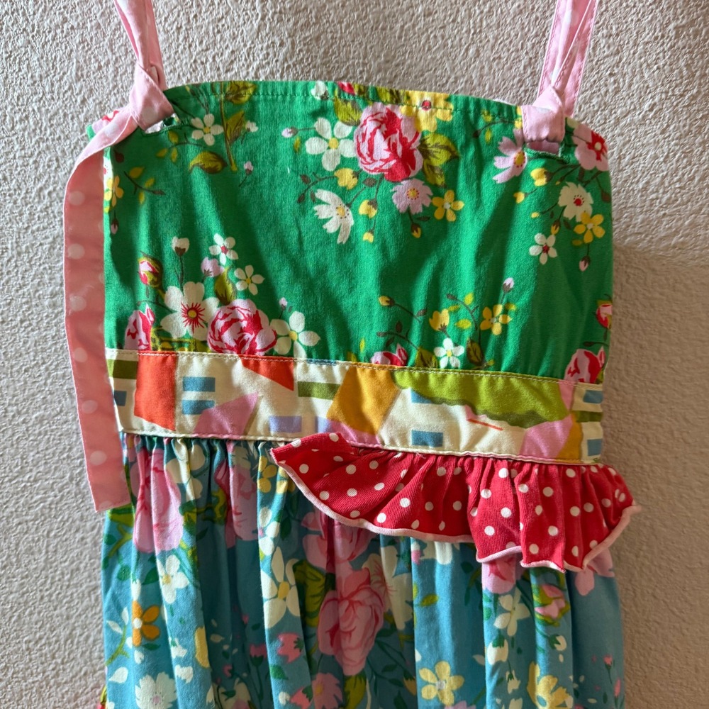 Matilda Jane Girls Tiered Patchwork Strawberry Floral Dress Size 8 D1349 NWOT - Picture 2 of 6